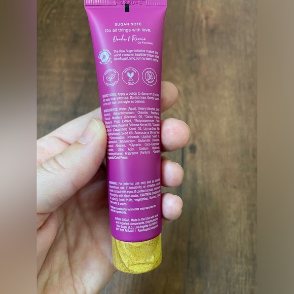 RAW SUGAR Traveling Set HAIR MASQUE Conditioner Cold Press Cream Leave In 3 - Picture 5 of 7